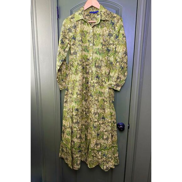 Ro's Garden Dresses & Skirts - NWT Ro's Garden Jinette Maxi Animal Print Shirt Dress Jungle Tiger Green XS
